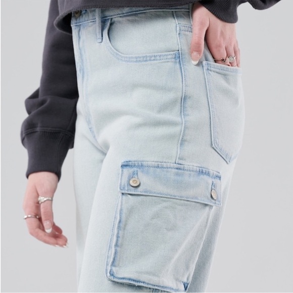 Hollister Ultra High-Rise Dad Cargo Jean Vintage Stretch 27R - Picture 4 of 16
